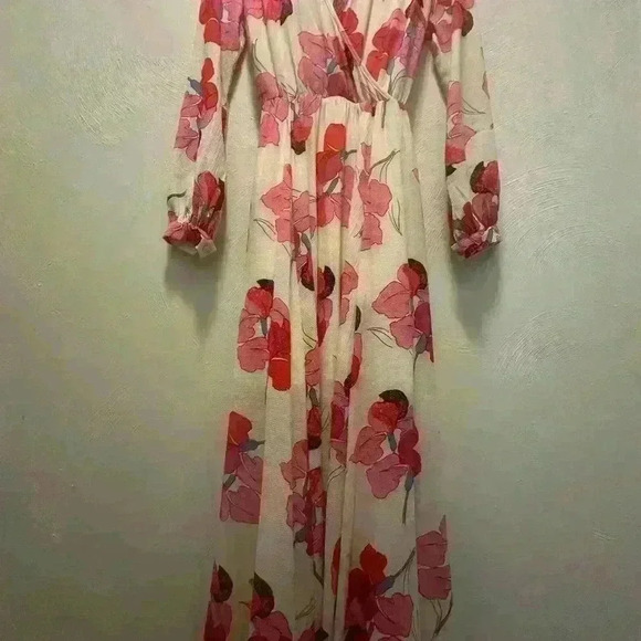 The Moon- Style Ivory & Red Floral Print Long Sleeve Maxi Dress. Size: M. - Picture 2 of 6